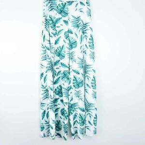 Fashion Nova Palm Print Wide Leg Pants Split Leg  FIts Like XS, Tropical Jungle